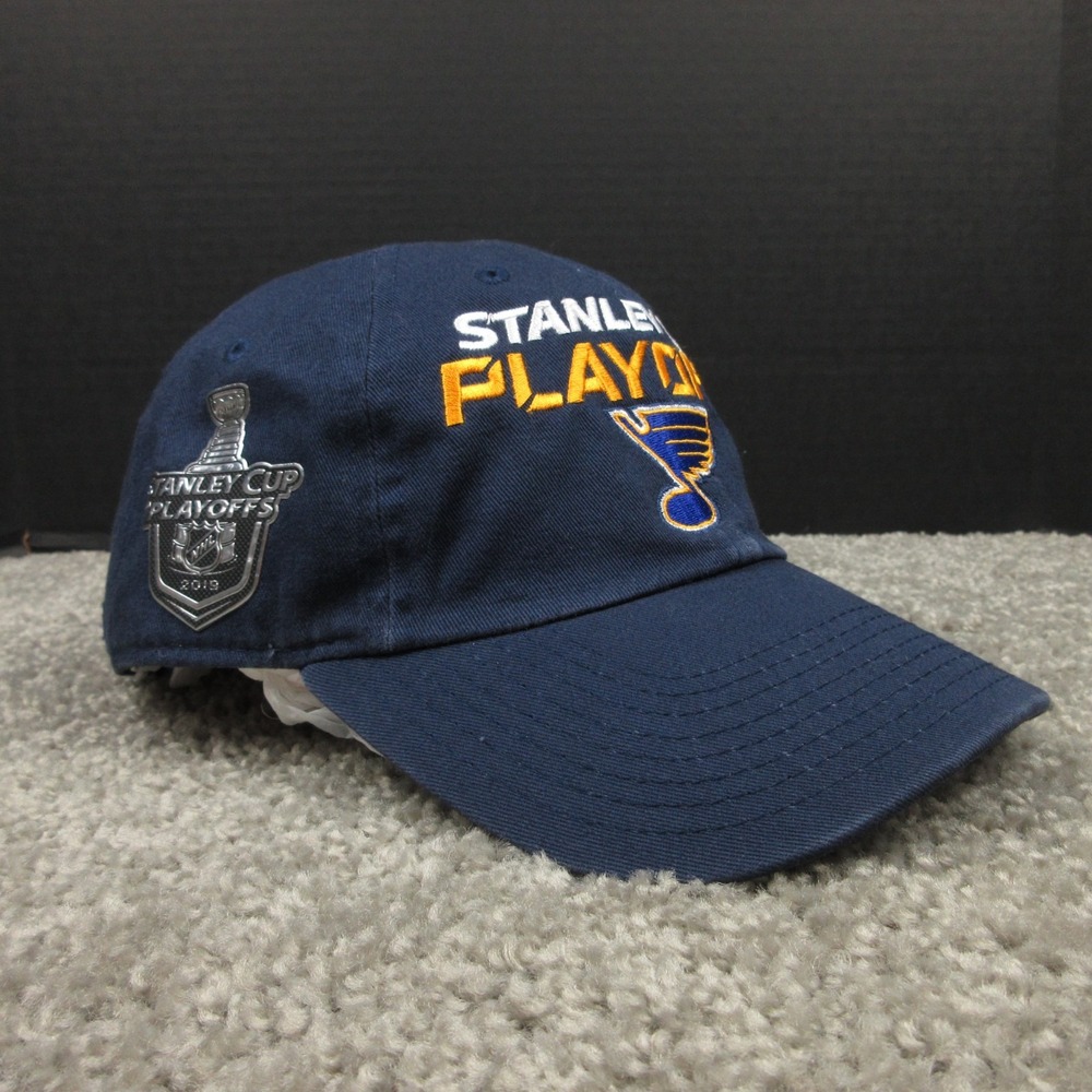 St Louis Blues Hat Cap Mens Strap Back Navy Blue Stanley Cup Playoffs Fanatics